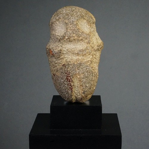 TaÃ­no  Carved Stone Depicting a Large Eyed Abstract Figure