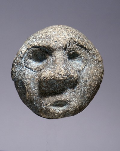 TaÃ­no  Large Carved Stone Fragment of a Deity Head from a Pestle