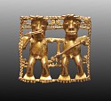 Colombia, Chiriqui /Diquis Gold Pendant with Framed Twin Musicians
Metal