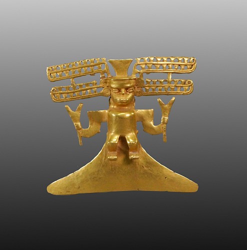 Veraguas Lost-Wax Cast Gold Figural Pendant with Triangular Tail $57,000