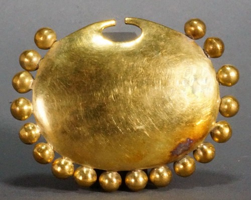 Moche Gold Nose Ornament Surrounded with 18 Spheres $18,000