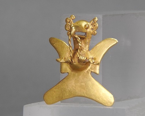 Veraguas Cast Gold Eagle Pendant with Serpent $12,750