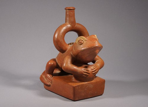 Moche Stirrup Spout Redware Effigy Vessel of a Zoomorphic Amphibian Price Upon Request